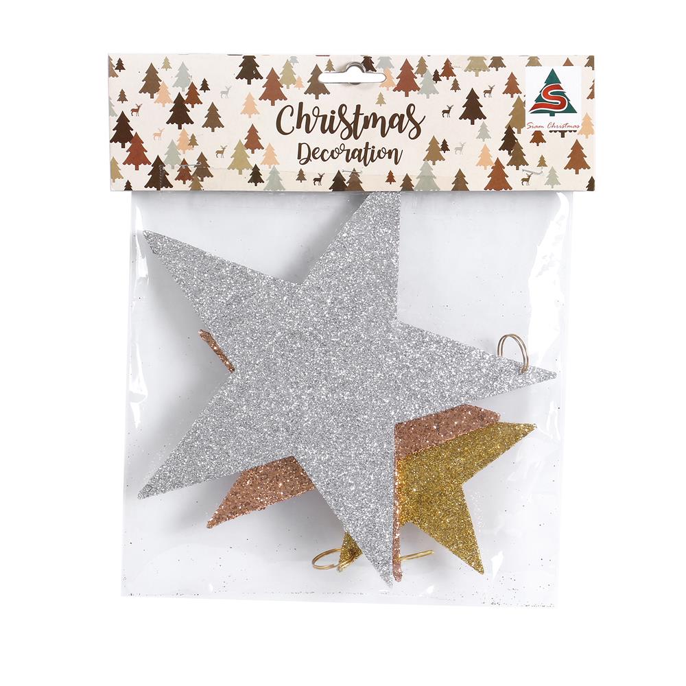 ของตกแต่ง SIAMXMAS STAR หลากสี (แพ็ก 3 ชิ้น)