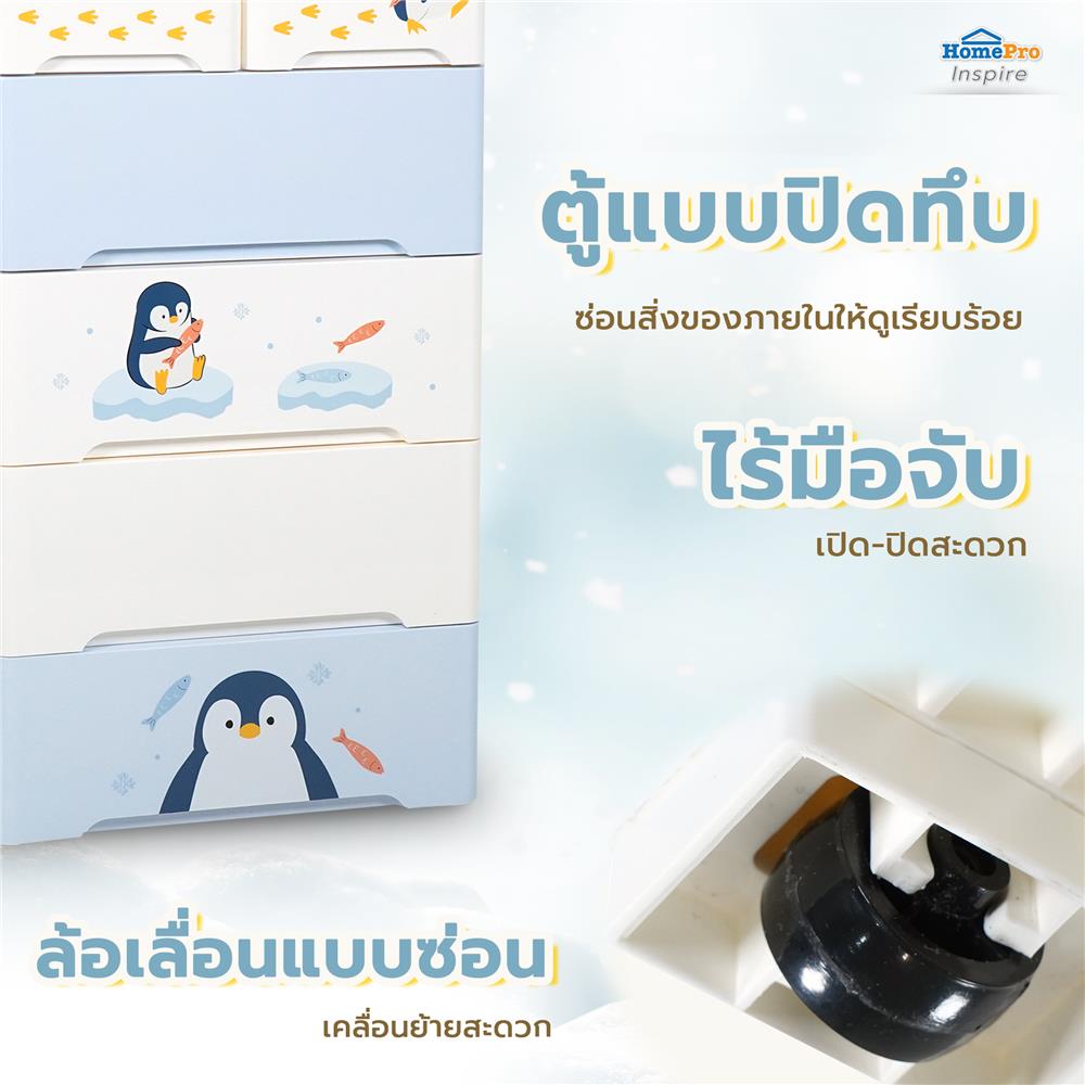 ตู้ลิ้นชัก 5 ชั้น STACKO LITTLE-P 57.6x40x115.3 ซม. สีฟ้า/ขาว