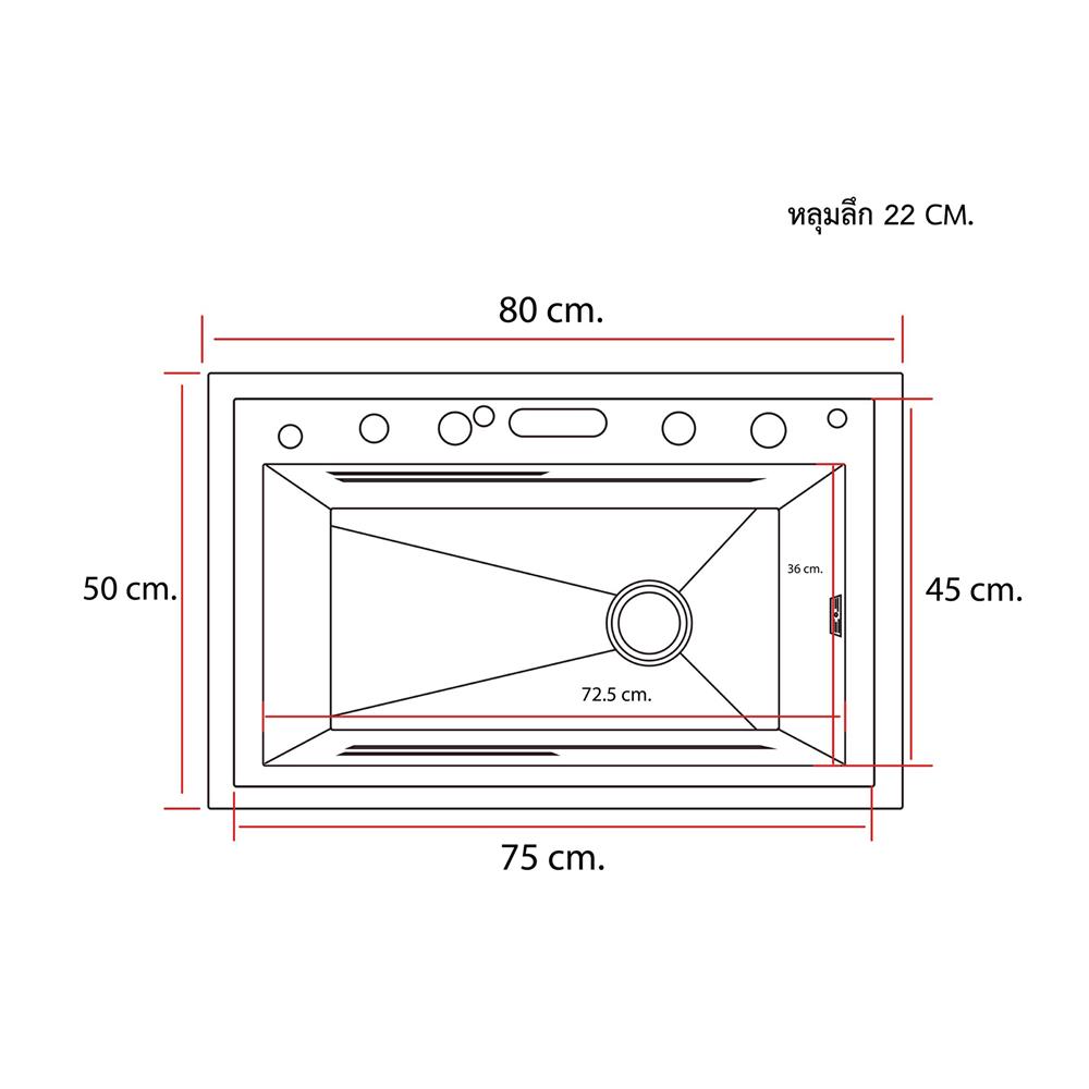 ซิงค์ฝัง 1 หลุม S-FLO NL0105 SM8050G สีดำ