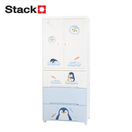 ตู้บานเปิด 3 ลิ้นชัก STACKO LITTLE-P 57.6x40x141.5 ซม. สีฟ้า/ขาว_1