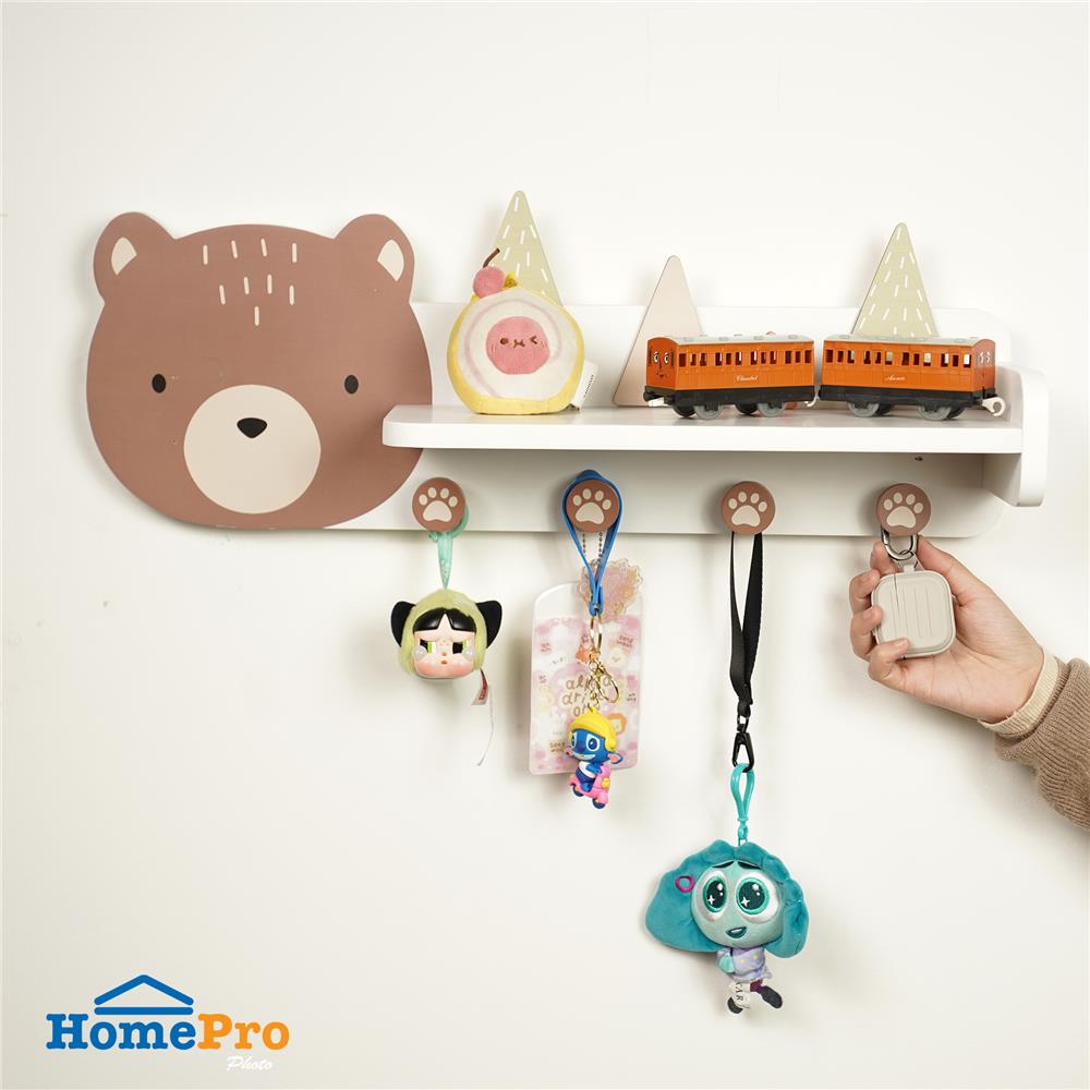 ชั้นวางติดผนังพร้อมขอแขวน STACKO LITTLE-B 15x60x15 ซม. สีน้ำตาล