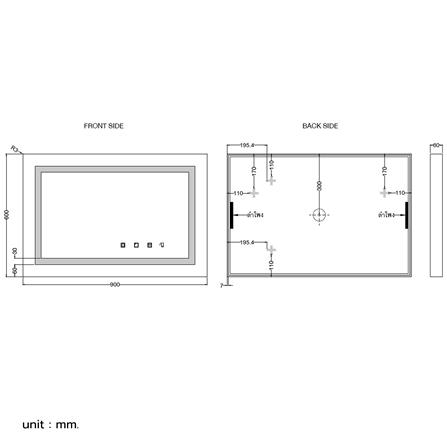 กระจกเงาตกแต่ง LED HAFELE 983.75.300 60X90 ซม._5