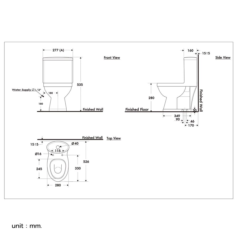 สุขภัณฑ์ 1 ชิ้น NASCO NC-8600-WA 3/4.5 ลิตร สีขาว