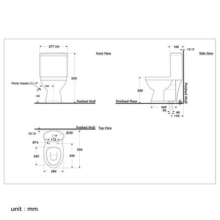 สุขภัณฑ์ 1 ชิ้น NASCO NC-8600-WA 3/4.5 ลิตร สีขาว_1