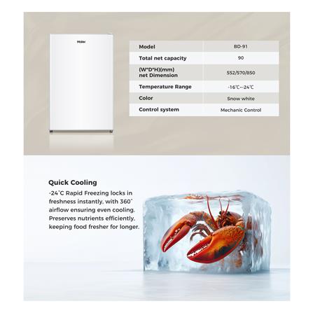 ตู้แช่แนวตั้ง HAIER BD-91 3.2 คิว สีขาว_7