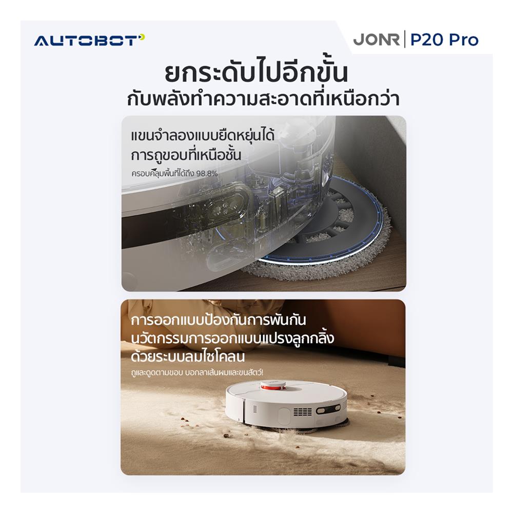 เครื่องดูดฝุ่นหุ่นยนต์ JONR P20 PRO สีขาว