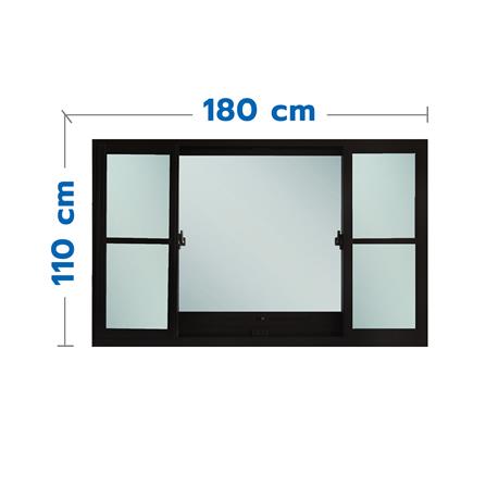 หน้าต่างบานเลื่อนอะลูมิเนียมพร้อมมุ้งลวด S-F-S SANKYOALUMI J-TRUST VENTILATION 180x110 ซม. สีดำ_0