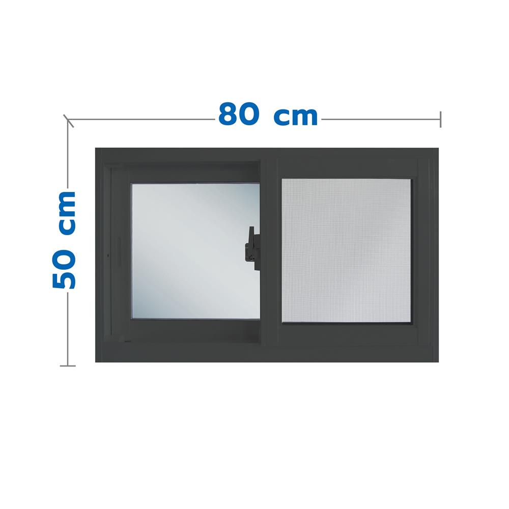 หน้าต่างบานเลื่อนอะลูมิเนียม พร้อมมุ้งลวด S-S SANKYOALUMI J-TRUST 80x50 ซม. สีเทา