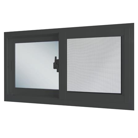 หน้าต่างบานเลื่อนอะลูมิเนียม พร้อมมุ้งลวด S-S SANKYOALUMI J-TRUST 80x50 ซม. สีเทา_2