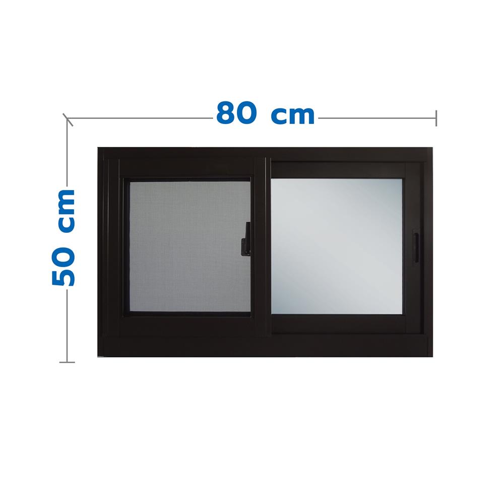 หน้าต่างบานเลื่อนอะลูมิเนียม พร้อมมุ้งลวด S-S SANKYOALUMI J-TRUST 80x50 ซม. สีดำ