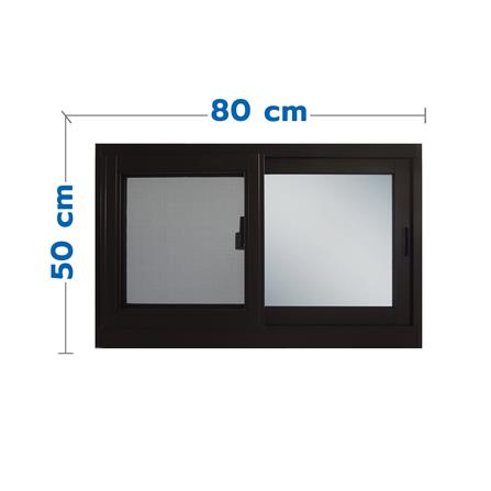 หน้าต่างบานเลื่อนอะลูมิเนียม พร้อมมุ้งลวด S-S SANKYOALUMI J-TRUST 80x50 ซม. สีดำ_0