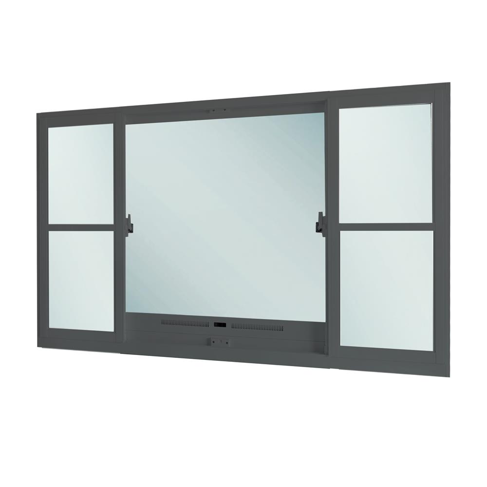 หน้าต่างบานเลื่อนอะลูมิเนียมพร้อมมุ้งลวด S-F-S SANKYOALUMI J-TRUST VENTILATION 180x110 ซม. สีเทา