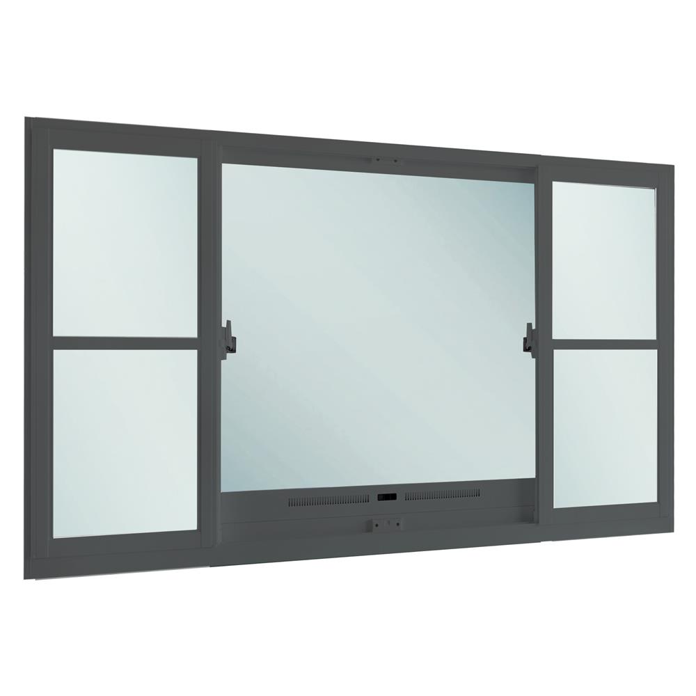หน้าต่างบานเลื่อนอะลูมิเนียมพร้อมมุ้งลวด S-F-S SANKYOALUMI J-TRUST VENTILATION 180x110 ซม. สีเทา