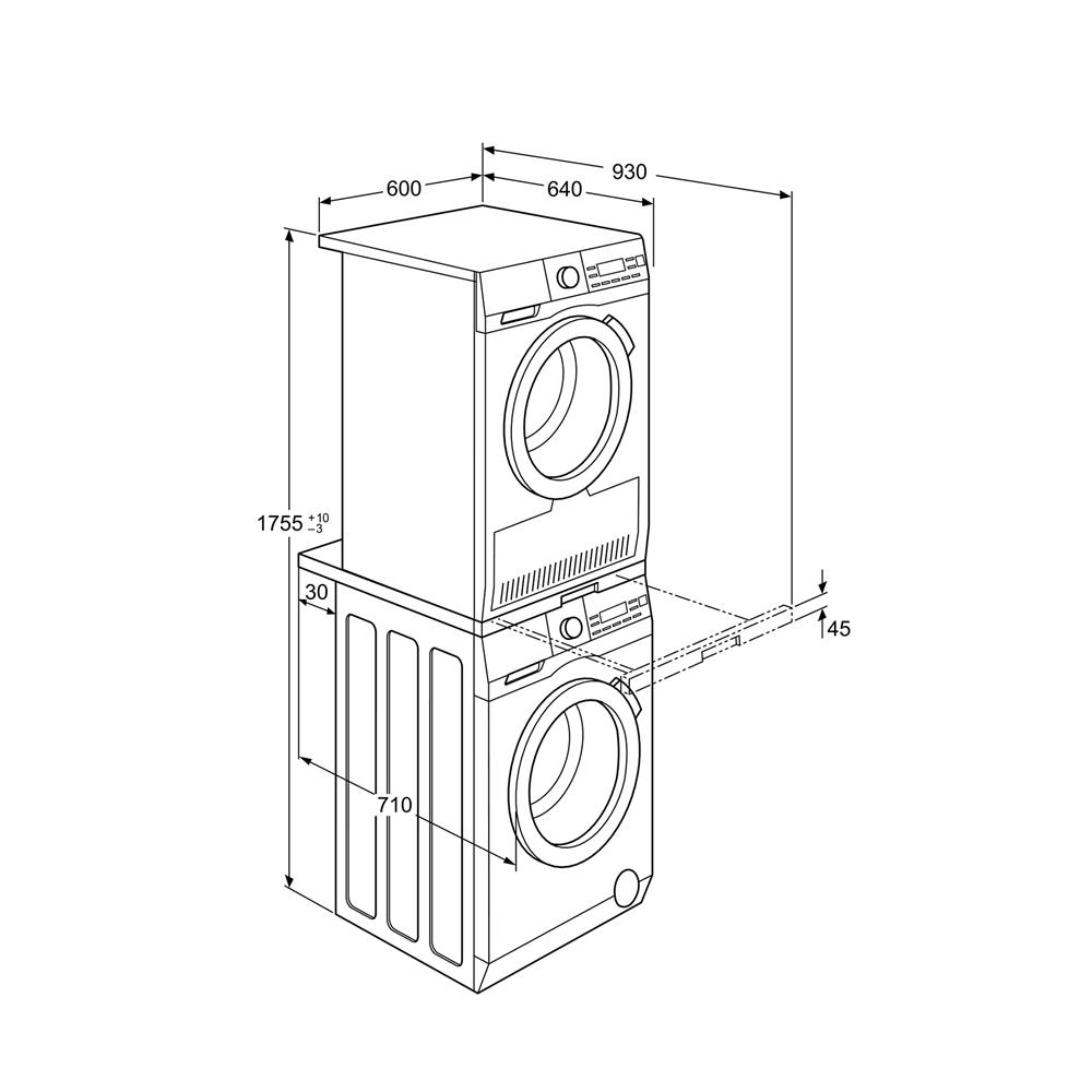 ชุดวางซ้อนเครื่องซักผ้าและเครื่องอบผ้า ELECTROLUX E1WYHSK1 สีขาว