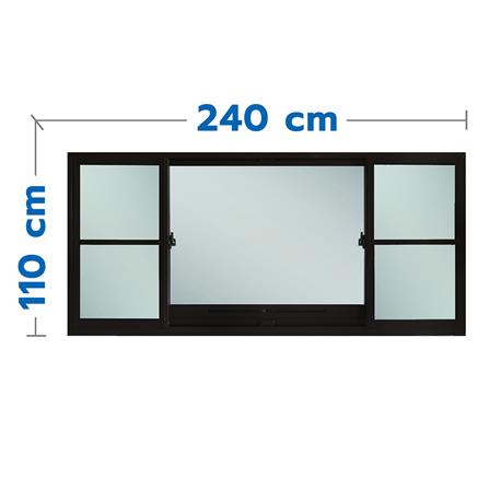 หน้าต่างบานเลื่อนอะลูมิเนียม S-F-S พร้อมมุ้งลวด SANKYOALUMI J-TRUST VENTILATION 240x110 ซม. สีดำ_0