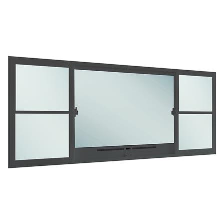 หน้าต่างบานเลื่อนอะลูมิเนียม S-F-S พร้อมมุ้งลวด SANKYOALUMI J-TRUST VENTILATION 240x110 ซม. สีเทา_1