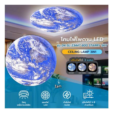 ไฟเพดาน LED STARLIGHT EARTH 04-SL-23447-800 144 วัตต์ DAYLIGHT/COOL WHITE/WARM WHITE 31 นิ้ว สีขาว_4