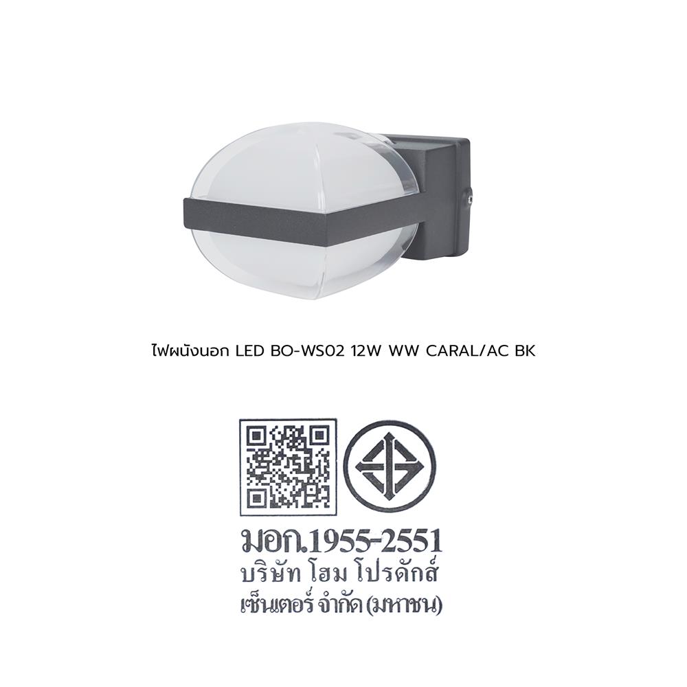 ไฟผนังนอก LED CARINI BO-WS02 12 วัตต์ WARM WHITE สีดำ