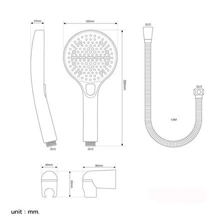 ชุดฝักบัวสายอ่อน 3 ระดับ NOVABATH NVB-HS0317 สีโครม_1