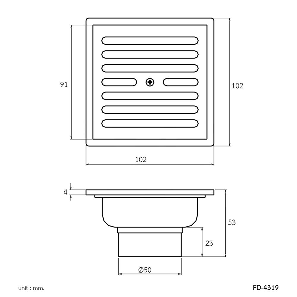 ตะแกรงกันกลิ่น WS FD-4319 4.4 นิ้ว