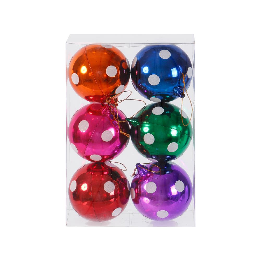 ชุดบอลตกแต่ง ลายจุด SIAMXMAS 8 ซม. หลากสี (แพ็ก 6 ชิ้น)