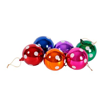 ชุดบอลตกแต่ง ลายจุด SIAMXMAS 8 ซม. หลากสี (แพ็ก 6 ชิ้น)_0