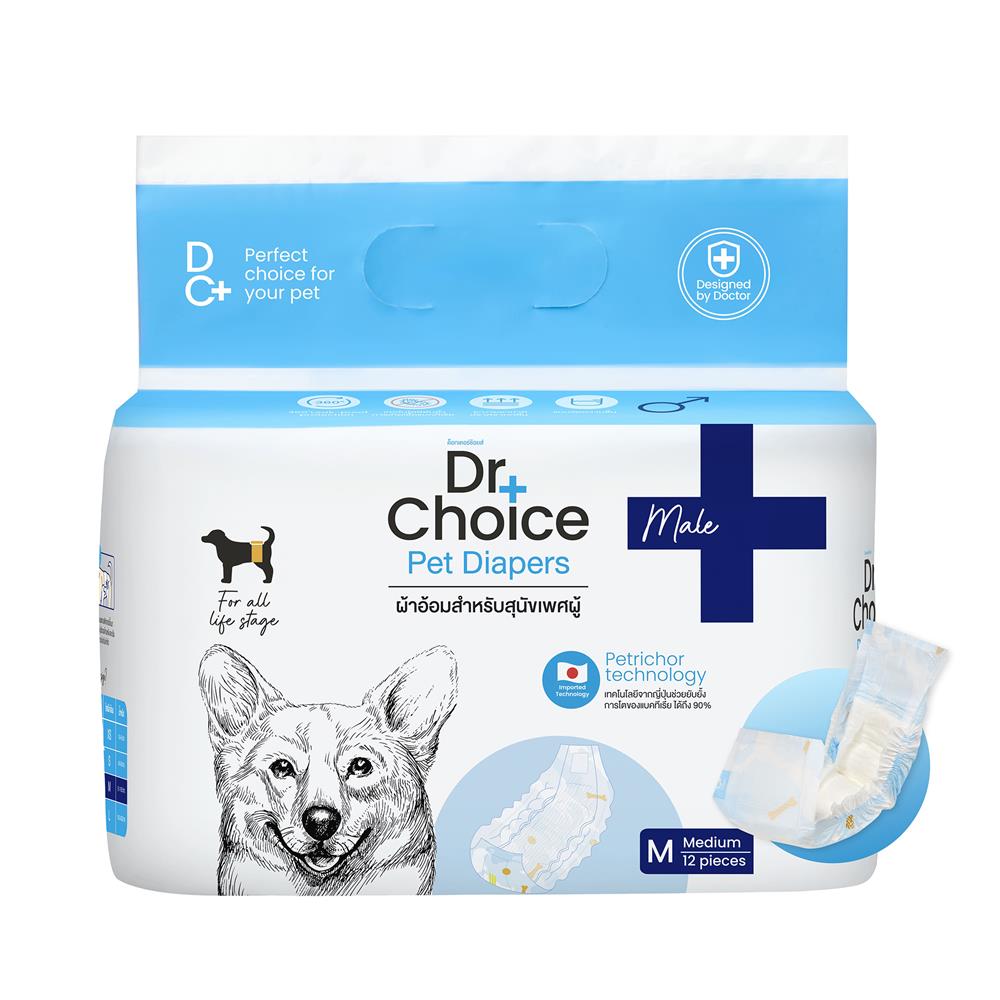 ผ้าอ้อมสุนัข DR.CHOICE MALE DOG DIAPER SIZE M (แพ็ก 12 ชิ้น)