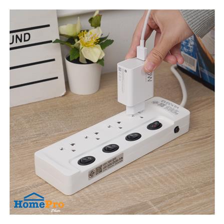 รางปลั๊กไฟ 4 ช่อง 4 สวิตช์ ELECKTA ET443M16A 16 แอมป์ 3 เมตร_5