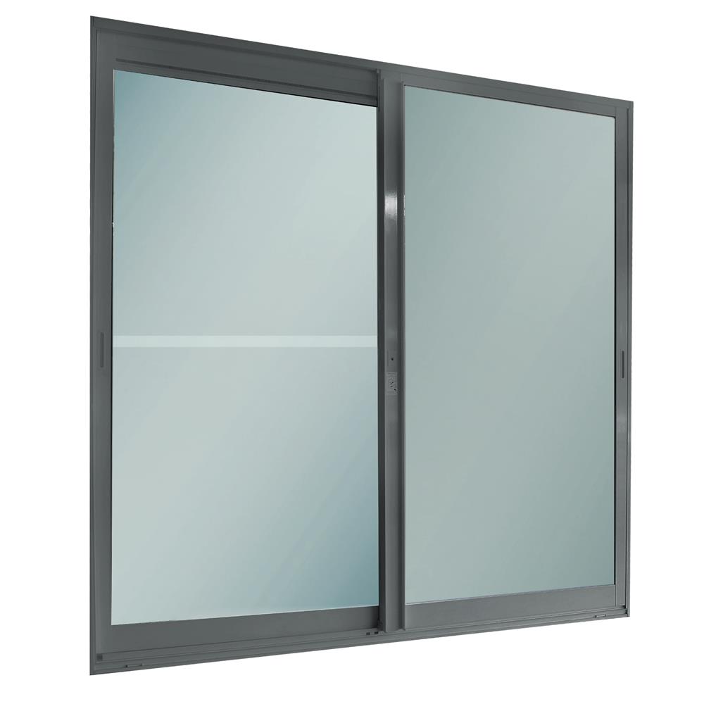 ประตูบานเลื่อน อะลูมิเนียม พร้อมมุ้งลวด SANKYOALUMI J-TRUST VENTILATION 200x205 ซม. สีเทา