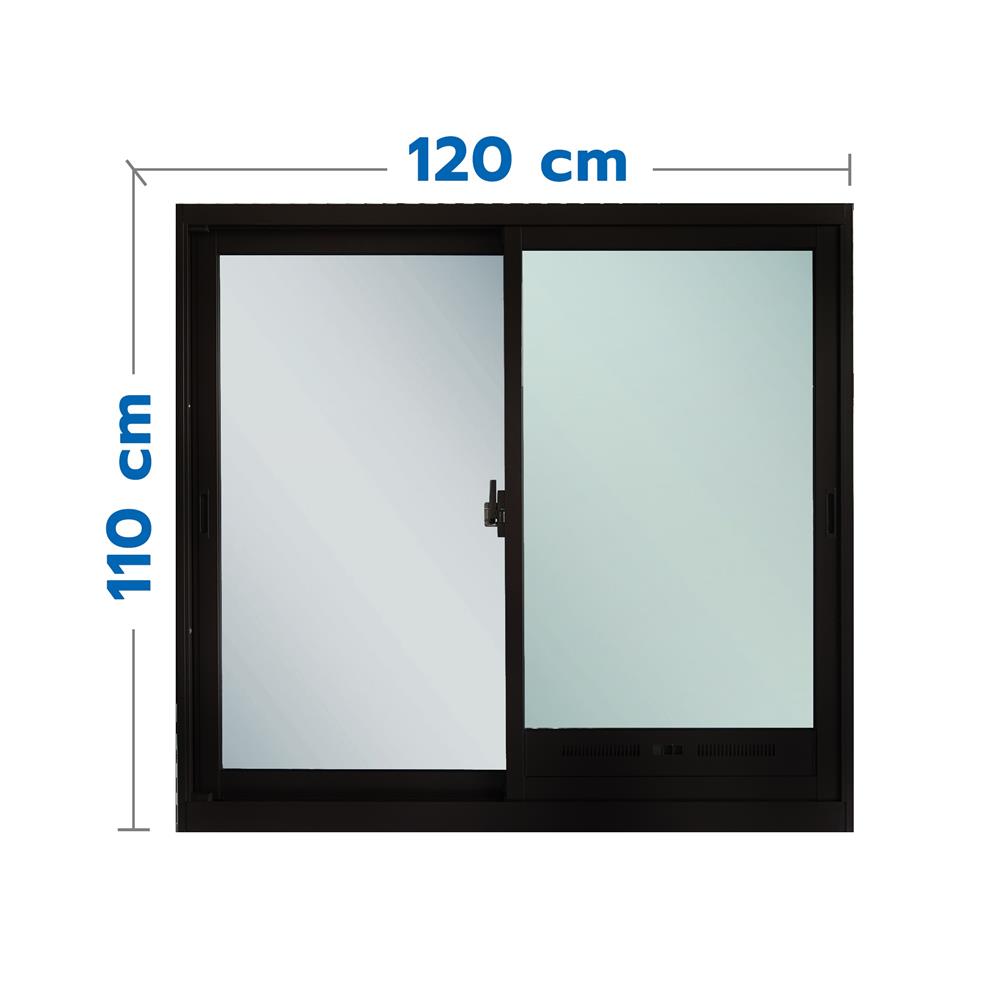 หน้าต่างบานเลื่อน อะลูมิเนียม พร้อมมุ้งลวด SANKYOALUMI J-TRUST VENTILATION 120x110 ซม. สีดำ