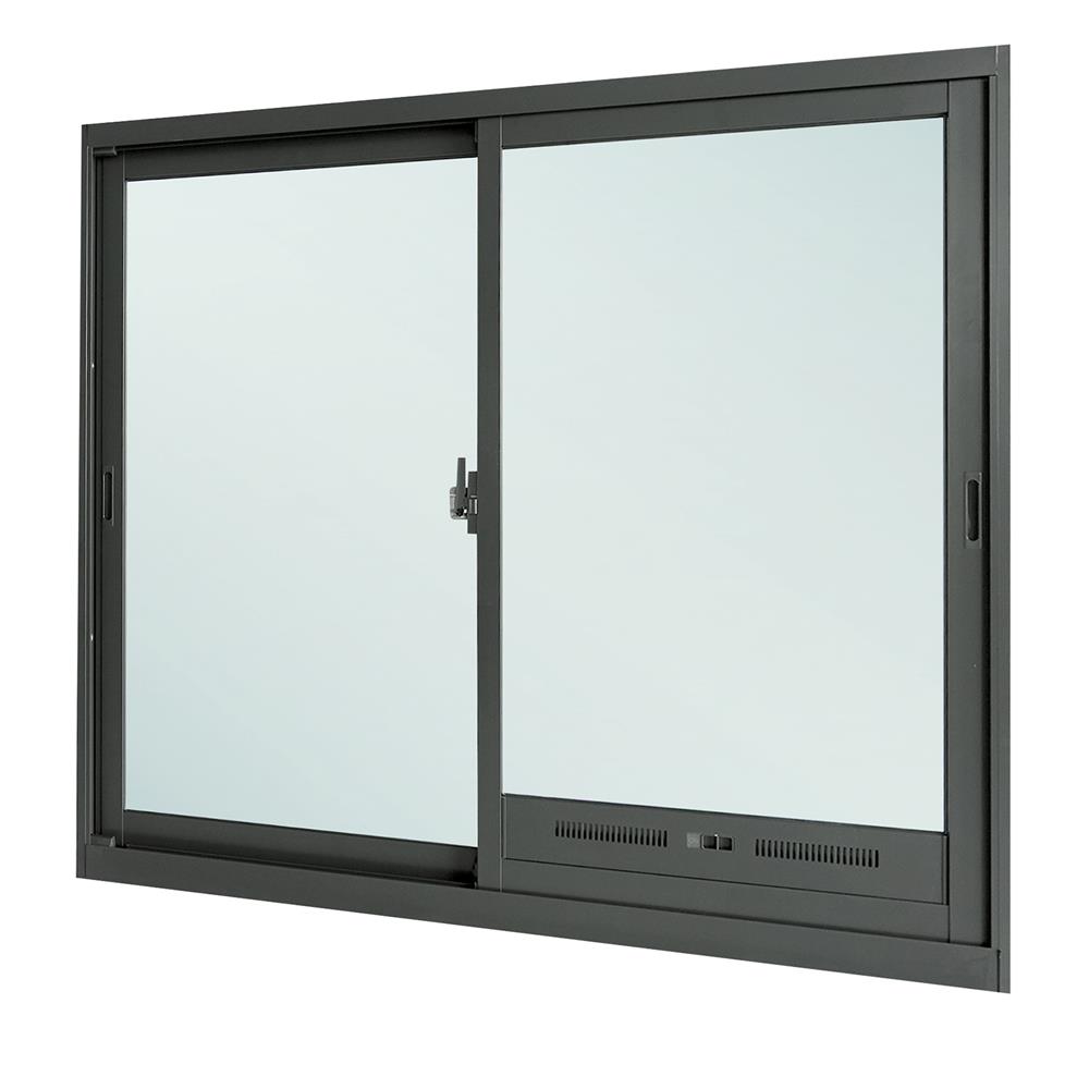 หน้าต่างบานเลื่อน อะลูมิเนียม พร้อมมุ้งลวด SANKYOALUMI J-TRUST VENTILATION 120x110 ซม. สีเทา