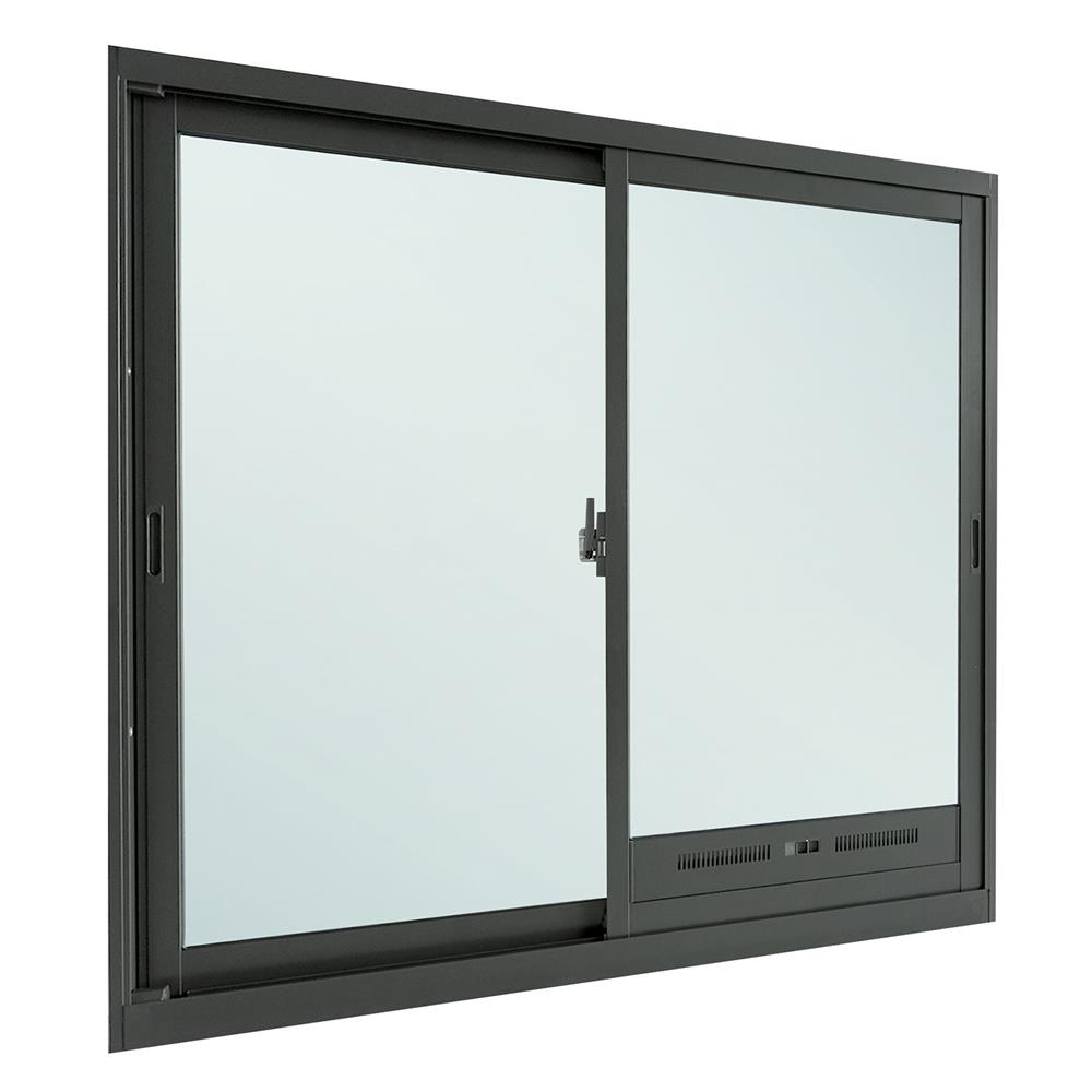 หน้าต่างบานเลื่อน อะลูมิเนียม พร้อมมุ้งลวด SANKYOALUMI J-TRUST VENTILATION 120x110 ซม. สีเทา