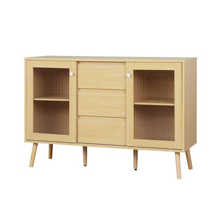 ตู้เก็บของ 3 ลิ้นชัก 2 บานเปิด FURDINI WAVE 120 ซม. สี NATURAL/กระจกลอน_0