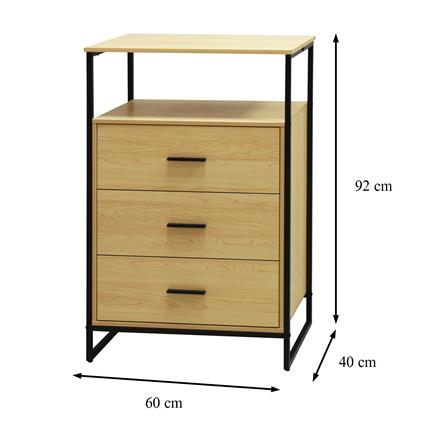 ตู้ลิ้นชัก 3 ลิ้นชัก FURDINI ZENO 60 ซม. สี NATURAL/ดำ_2