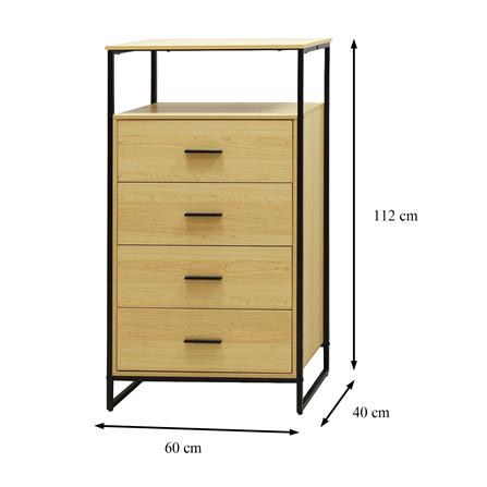 ตู้ลิ้นชัก 4 ลิ้นชัก FURDINI ZENO 60 ซม. สี NATURAL/ดำ_2