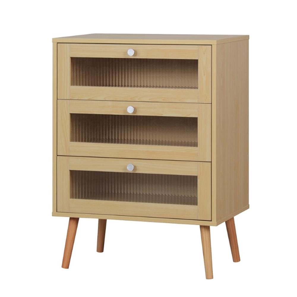 ตู้ลิ้นชัก 3 ลิ้นชัก FURDINI WAVE 60 ซม. สี NATURAL/กระจกลอน