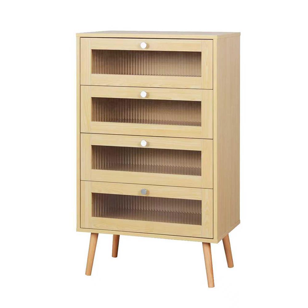 ตู้ลิ้นชัก 4 ลิ้นชัก FURDINI WAVE 60 ซม. สี NATURAL/กระจกลอน