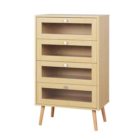 ตู้ลิ้นชัก 4 ลิ้นชัก FURDINI WAVE 60 ซม. สี NATURAL/กระจกลอน_0