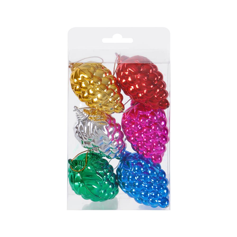 ชุดบอลตกแต่ง รูปองุ่น SIAMXMAS หลากสี (แพ็ก 6 ชิ้น )