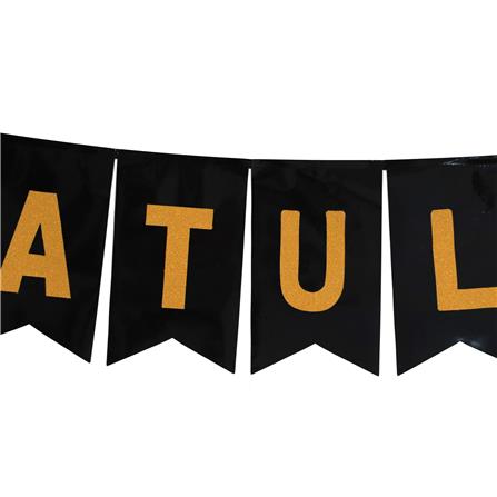 ป้ายตกแต่ง CONGRATULATION SIAMXMAS 150x30 ซม. สีดำ/ทอง_2