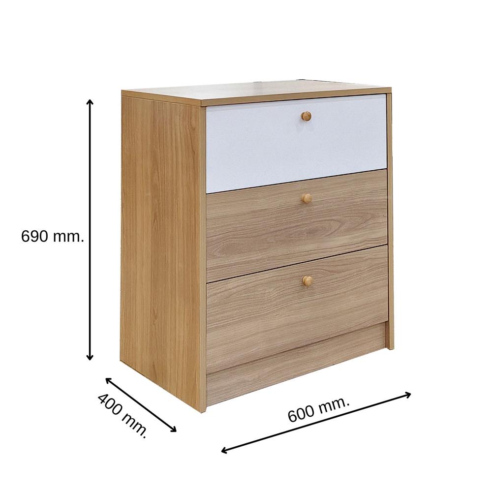 ตู้ลิ้นชัก 3 ลิ้นชัก FURDINI KEPT สี NATURAL OAK/ขาว