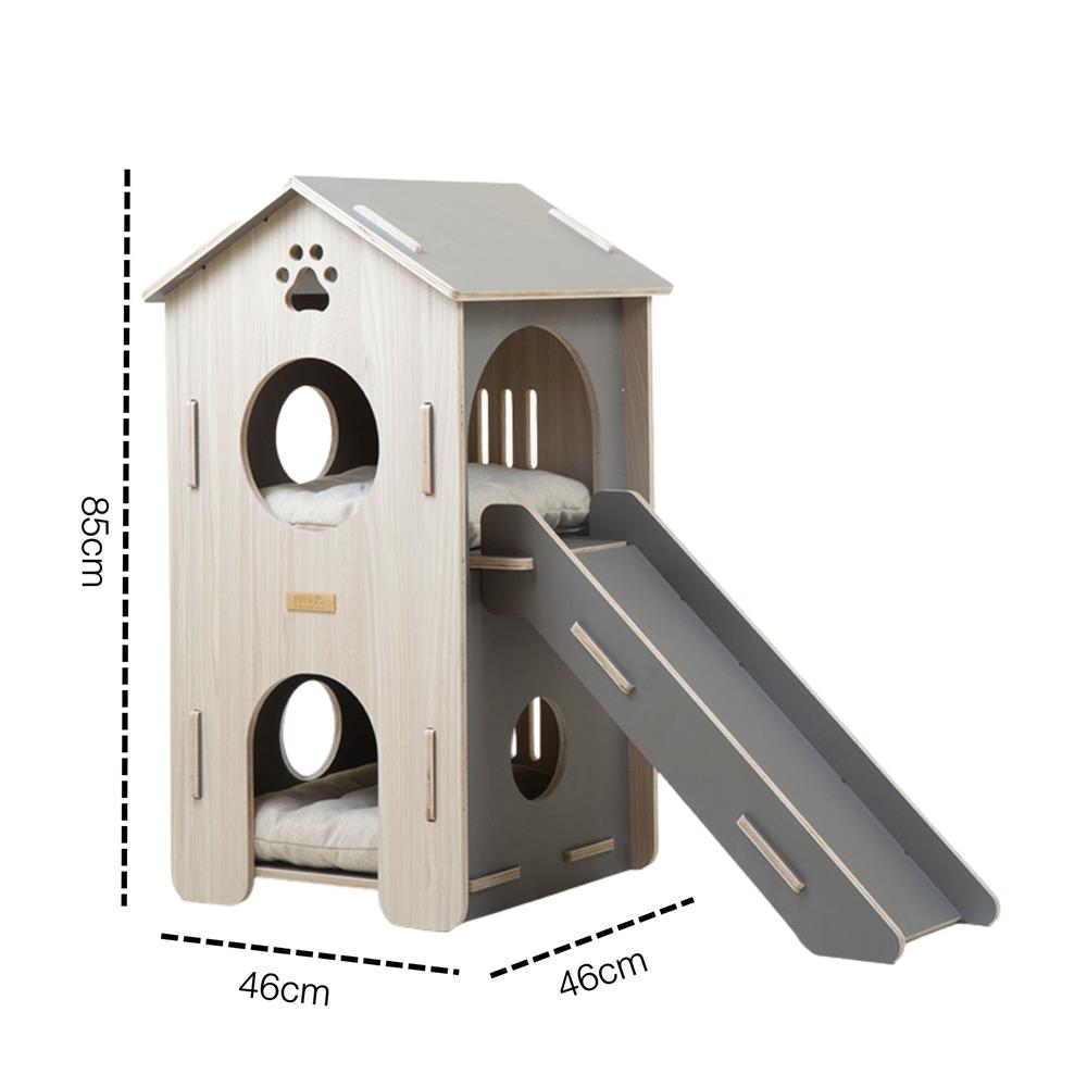 บ้านสัตว์เลี้ยง 2 ชั้น DR.CHOICE SKY SCRAPER ELEGANT สีเทา