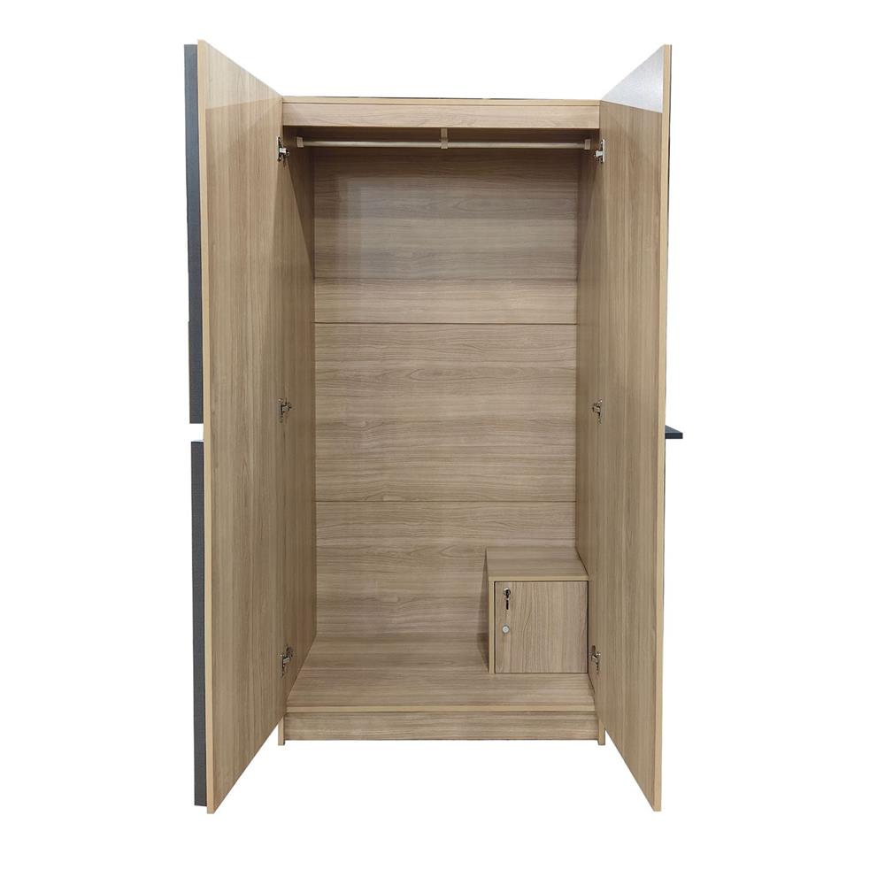 ตู้เสื้อผ้า 2 บานเปิด FURDINI FIGHT 90 ซม. สี NATURAL OAK/ดำ