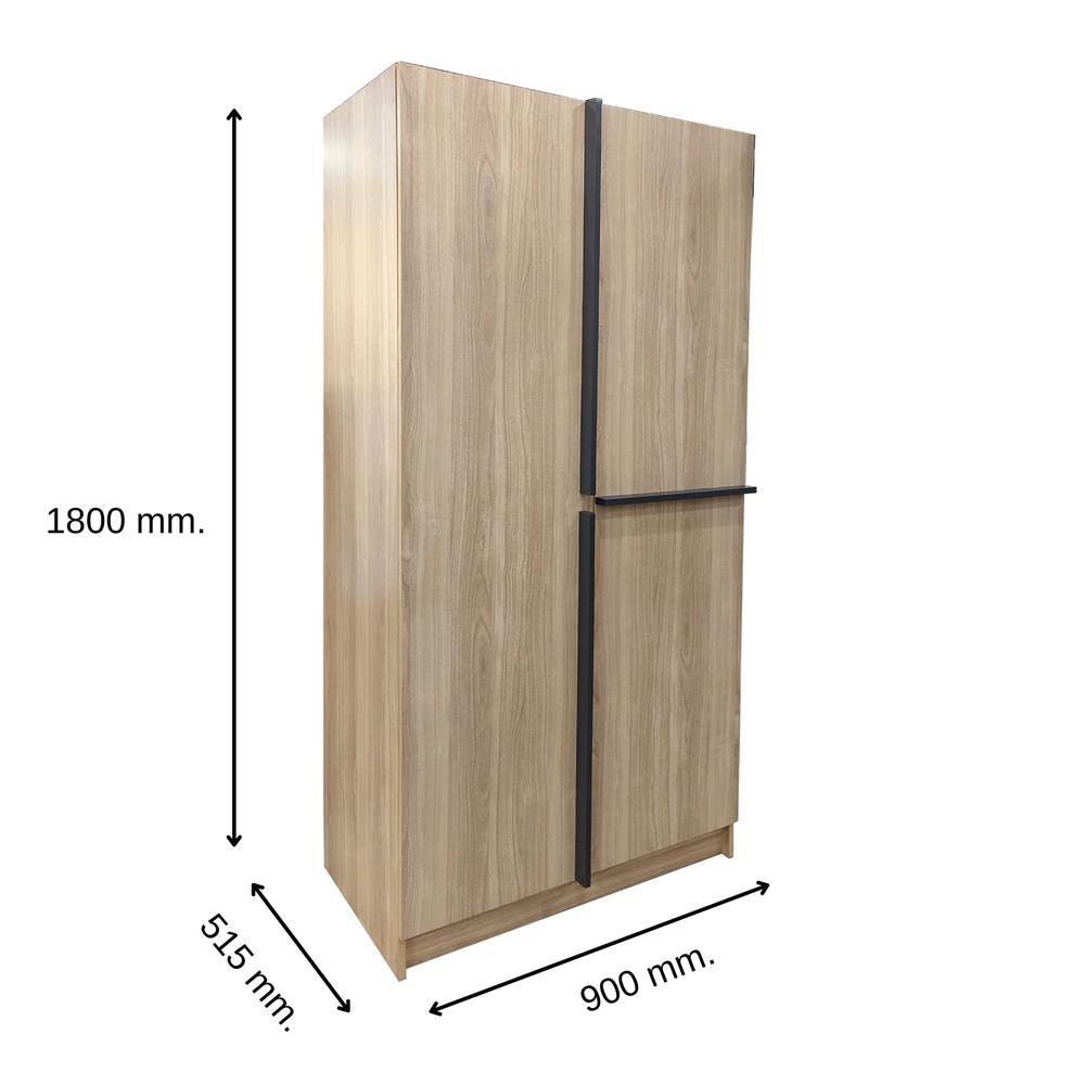 ตู้เสื้อผ้า 2 บานเปิด FURDINI FIGHT 90 ซม. สี NATURAL OAK/ดำ