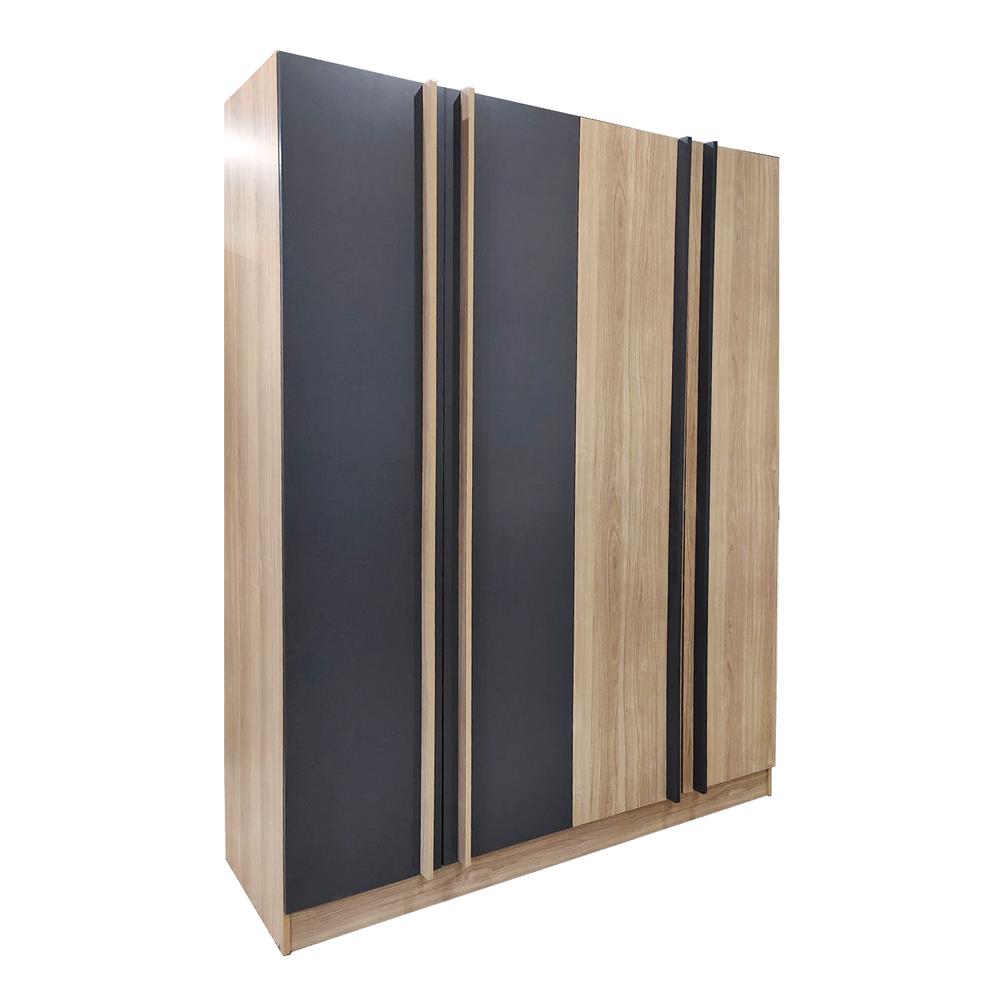 ตู้เสื้อผ้า 4 บานเปิด FURDINI FIGHT 160 ซม. สี NATURAL OAK/ดำ