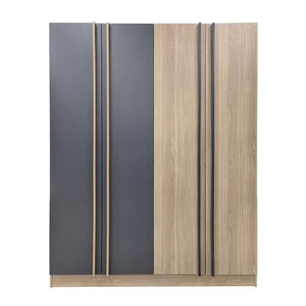 ตู้เสื้อผ้า 4 บานเปิด FURDINI FIGHT 160 ซม. สี NATURAL OAK/ดำ_0