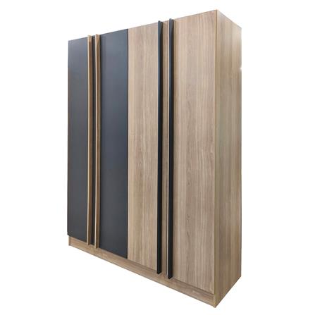 ตู้เสื้อผ้า 4 บานเปิด FURDINI FIGHT 160 ซม. สี NATURAL OAK/ดำ_1