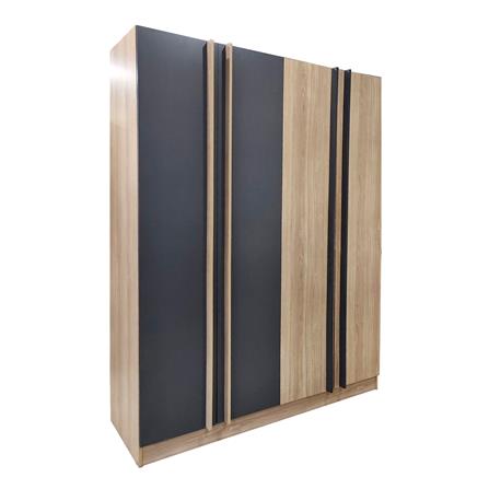 ตู้เสื้อผ้า 4 บานเปิด FURDINI FIGHT 160 ซม. สี NATURAL OAK/ดำ_2