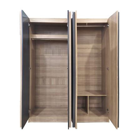 ตู้เสื้อผ้า 4 บานเปิด FURDINI FIGHT 160 ซม. สี NATURAL OAK/ดำ_3