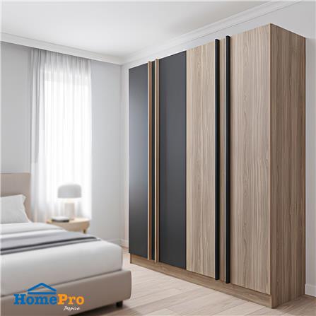 ตู้เสื้อผ้า 4 บานเปิด FURDINI FIGHT 160 ซม. สี NATURAL OAK/ดำ_5